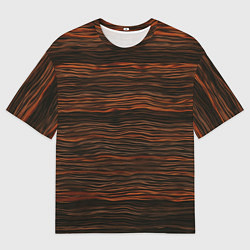 Футболка оверсайз мужская Оранжевые абстрактные волны материи, цвет: 3D-принт