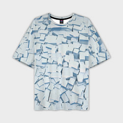 Мужская футболка оверсайз Множество белых кубов в абстракции