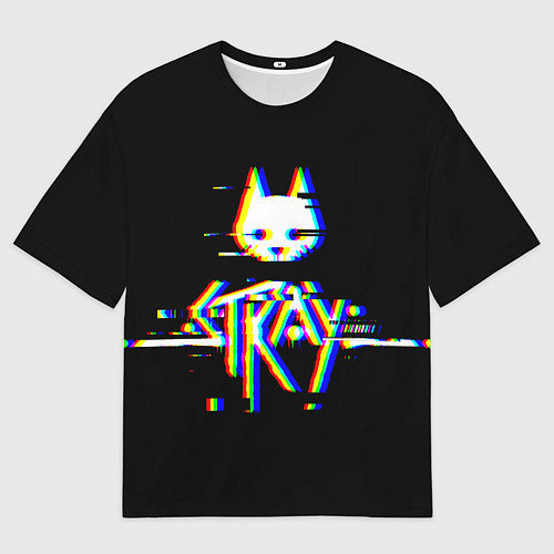 Мужская футболка оверсайз Stray glitch logo / 3D-принт – фото 1