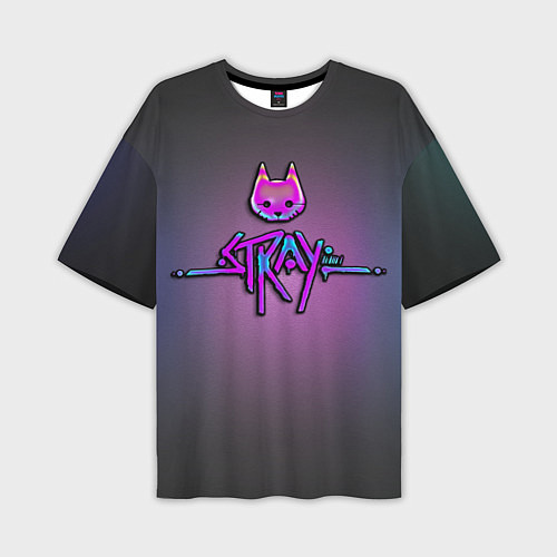 Мужская футболка оверсайз Stray logo neon / 3D-принт – фото 1