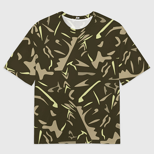 Мужская футболка оверсайз Камуфляж абстракт милитари хаки / 3D-принт – фото 1