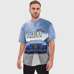 Футболка оверсайз мужская Audi ABT - sportsline на трассе, цвет: 3D-принт — фото 2