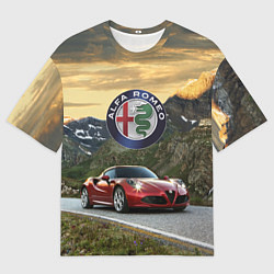Мужская футболка оверсайз Альфа - Ромео на горной дороге