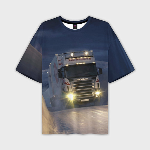Мужская футболка оверсайз Для фуры Scania нет преград / 3D-принт – фото 1