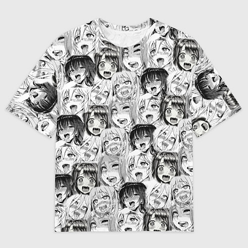 Мужская футболка оверсайз Разные девушки Ахегао / 3D-принт – фото 1