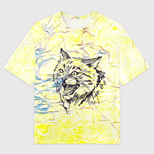 Мужская футболка оверсайз Рысь нападает / 3D-принт – фото 1
