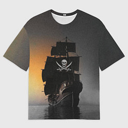 Футболка оверсайз мужская Пиратский фрегат, цвет: 3D-принт