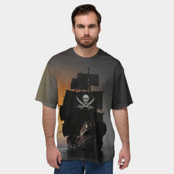 Футболка оверсайз мужская Пиратский фрегат, цвет: 3D-принт — фото 2