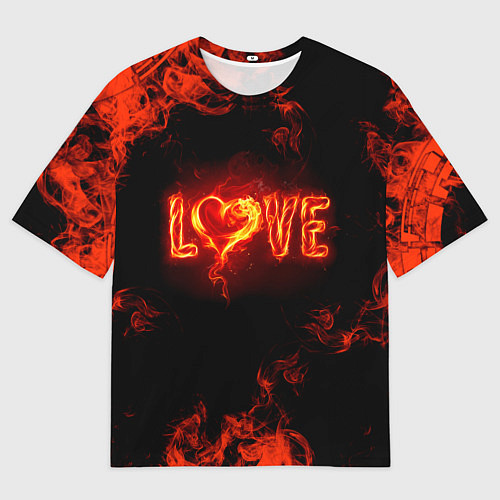 Мужская футболка оверсайз Fire love / 3D-принт – фото 1