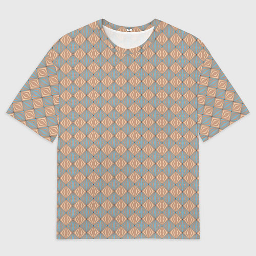 Мужская футболка оверсайз Голубые и бежевые квадраты / 3D-принт – фото 1