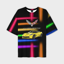 Футболка оверсайз мужская Chevrolet Corvette - гоночная команда - Motorsport, цвет: 3D-принт