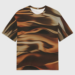 Мужская футболка оверсайз Тёмно-золотые нановолны
