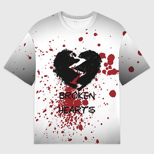 Мужская футболка оверсайз Разбитое черное сердце / 3D-принт – фото 1