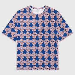 Мужская футболка оверсайз След собаки на синем фоне