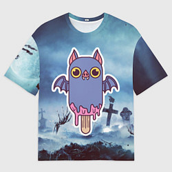 Футболка оверсайз мужская Летучая мышь - мороженое, цвет: 3D-принт