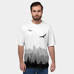 Футболка оверсайз мужская Птицы над лесом, цвет: 3D-принт — фото 2