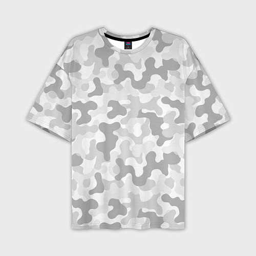 Мужская футболка оверсайз Камуфляж цифра светло-серый крупный / 3D-принт – фото 1
