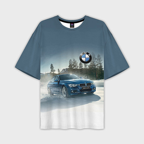 Мужская футболка оверсайз Крутая бэха мчится по лесной дороге / 3D-принт – фото 1