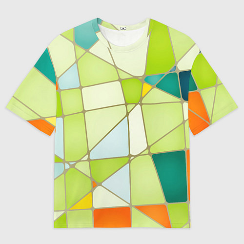Мужская футболка оверсайз Абстрактный салатовый стеклянный паттерн / 3D-принт – фото 1