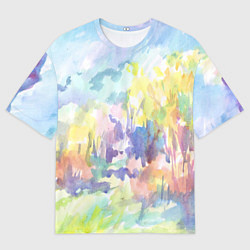 Мужская футболка оверсайз Золотая осень акварель