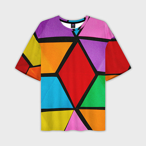 Мужская футболка оверсайз Множество разноцветных ромбов / 3D-принт – фото 1