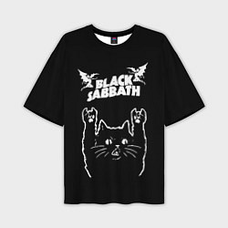 Мужская футболка оверсайз Black Sabbath рок кот