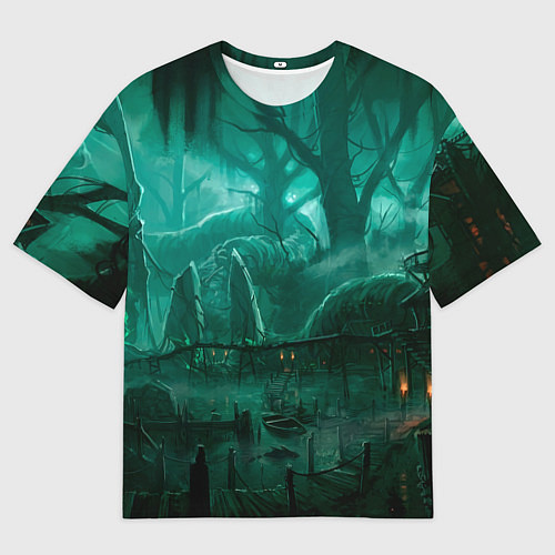 Мужская футболка оверсайз Причал у болота / 3D-принт – фото 1