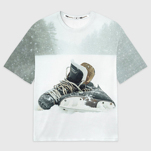 Мужская футболка оверсайз Хоккейные коньки / 3D-принт – фото 1