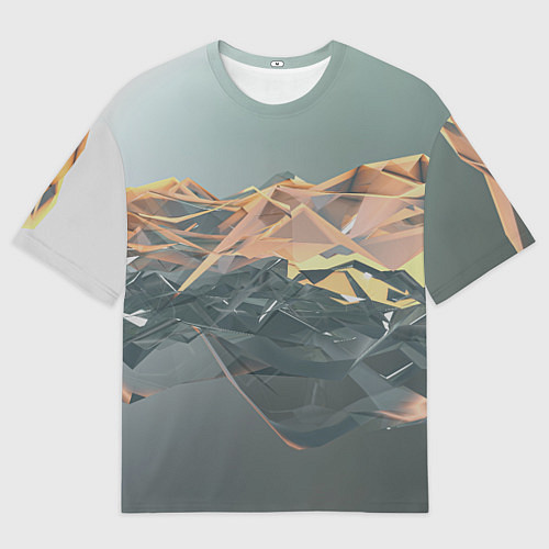 Мужская футболка оверсайз Абстрактное жидкое стекло / 3D-принт – фото 1