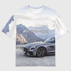 Футболка оверсайз мужская Mercedes AMG V8 Biturbo cabriolet - mountains, цвет: 3D-принт