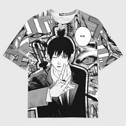 Мужская футболка оверсайз Аки Человек Бензопила