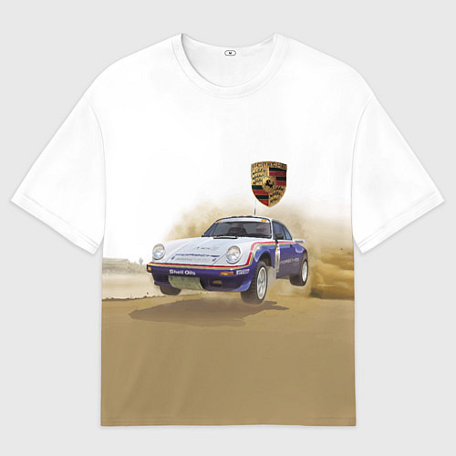 Мужская футболка оверсайз Porsche - гонки в пустыне / 3D-принт – фото 1