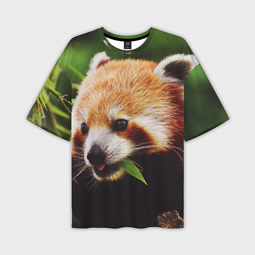 Мужская футболка оверсайз Красная милая панда / 3D-принт – фото 1