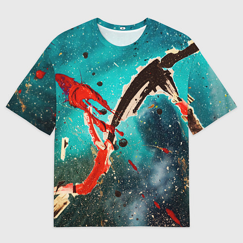 Мужская футболка оверсайз Голубой туман и брызки красок / 3D-принт – фото 1