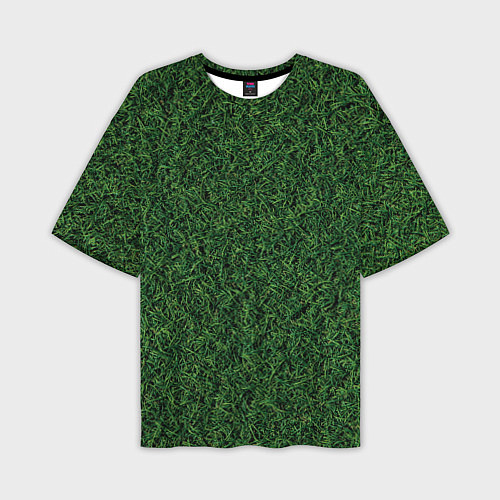 Мужская футболка оверсайз Зеленая камуфляжная трава / 3D-принт – фото 1