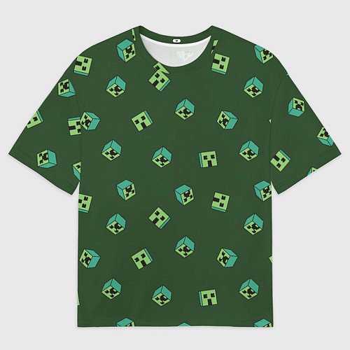 Мужская футболка оверсайз Minecraft - зеленые лица / 3D-принт – фото 1