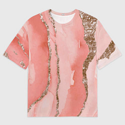 Футболка оверсайз мужская Розовое золото акварель, цвет: 3D-принт