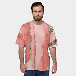 Футболка оверсайз мужская Розовое золото акварель, цвет: 3D-принт — фото 2