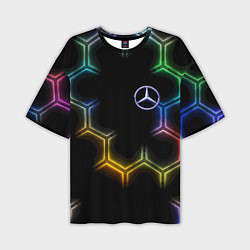 Мужская футболка оверсайз Mercedes - neon pattern