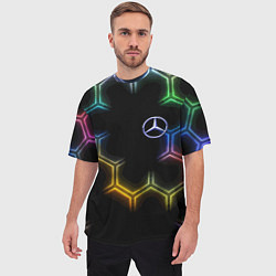 Футболка оверсайз мужская Mercedes - neon pattern, цвет: 3D-принт — фото 2