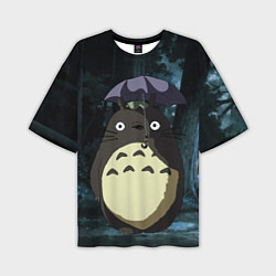 Мужская футболка оверсайз Totoro in rain forest