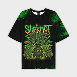 Футболка оверсайз мужская Slipknot green satan, цвет: 3D-принт