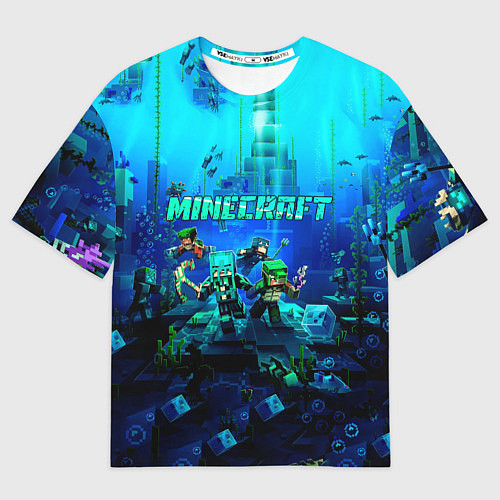 Мужская футболка оверсайз Minecraft water / 3D-принт – фото 1