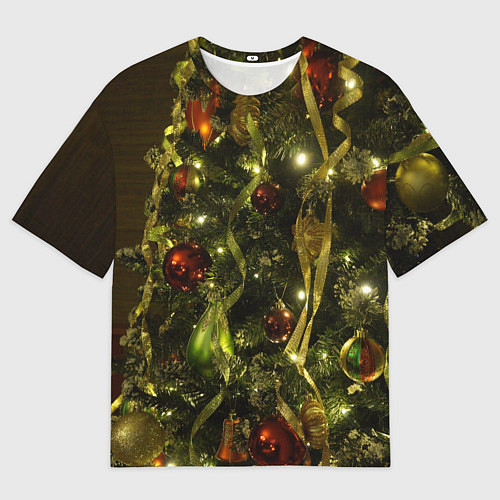 Мужская футболка оверсайз Нарядная новогодняя елка / 3D-принт – фото 1