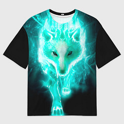 Мужская футболка оверсайз Неоновый волк