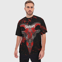 Футболка оверсайз мужская Slipknot - красный козел, цвет: 3D-принт — фото 2
