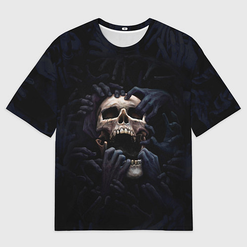 Мужская футболка оверсайз Hands on skull / 3D-принт – фото 1