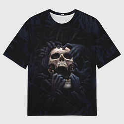 Мужская футболка оверсайз Hands on skull