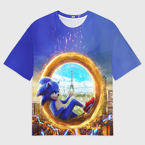 Мужская футболка оверсайз Соник в кино / 3D-принт – фото 1