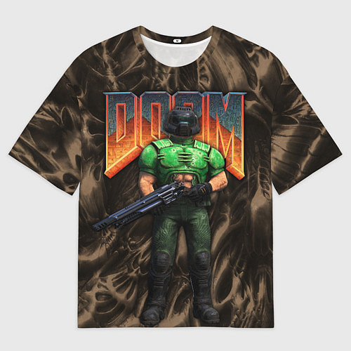 Мужская футболка оверсайз DOS DOOM - Doomguy / 3D-принт – фото 1